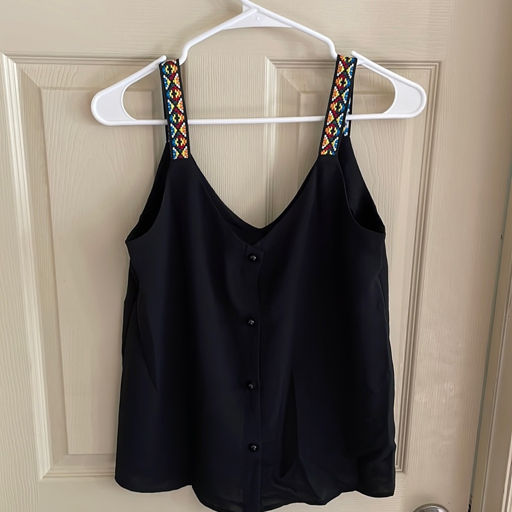 Narrow funky strap black blouse